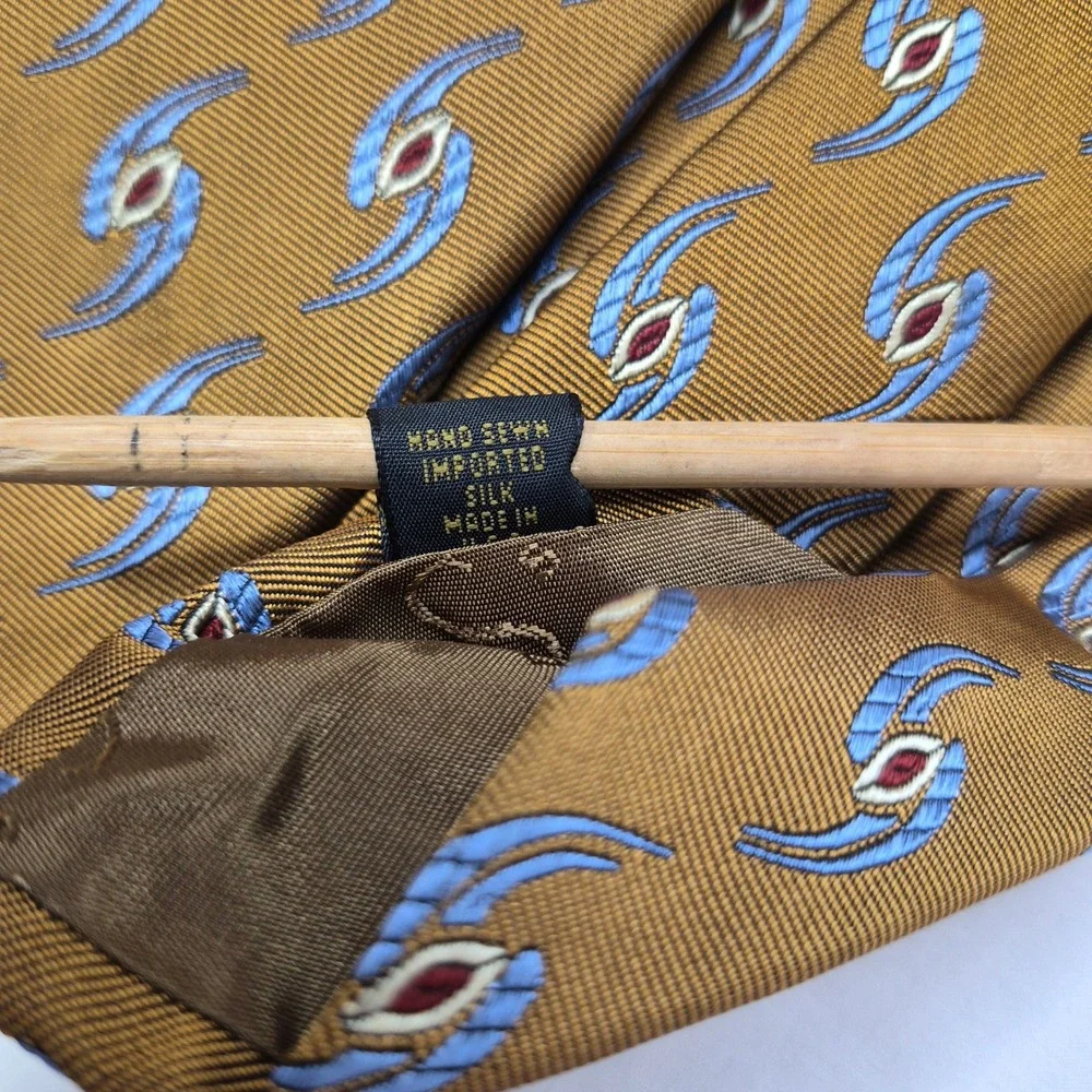 Robert Talbott Studio Repp Tie Mens Gold Blue Abstract Silk Necktie Professional